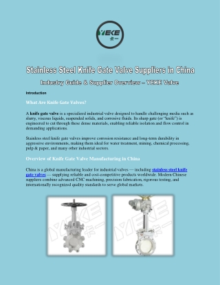 Stainless Steel Knife Gate Valve Suppliers in China