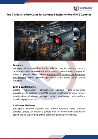 Top 7 Industrial Use Cases for Advanced Explosion-Proof PTZ Cameras