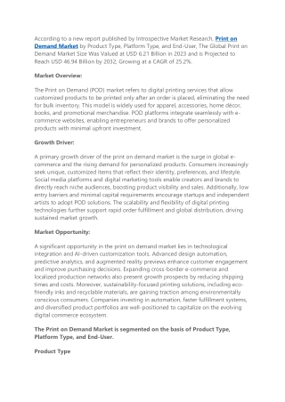 Print-on-Demand Market | Recent Trends & Insights Report
