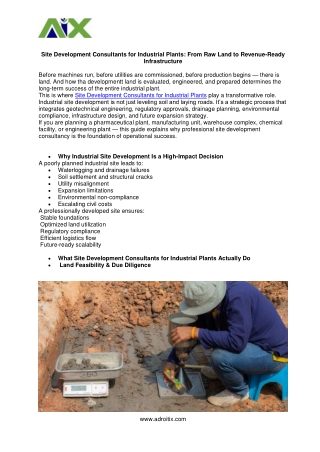 Site Development Consultants for Industrial Plants - Adoroitix