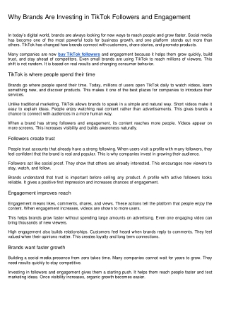 Why Brands Are Investing in TikTok Followers and Engagement