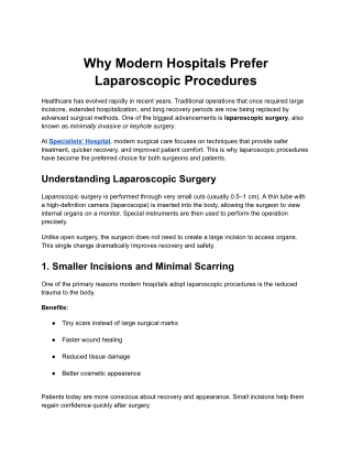 Why Modern Hospitals Prefer Laparoscopic Procedures