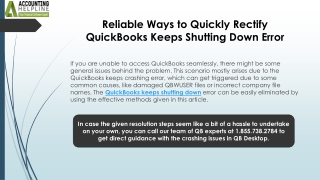 Easy Fixes for QuickBooks Keeps Shutting Down