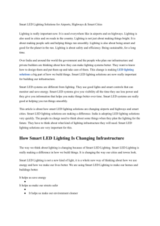 Smart LED Lighting Solutions for Airports, Highways & Smart Cities