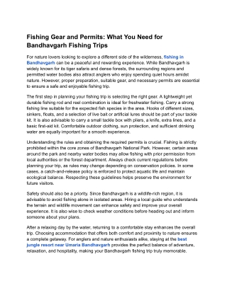 Fishing Gear and Permits_ What You Need for Bandhavgarh Fishing Trips