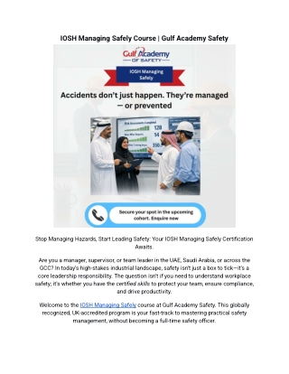IOSH Managing Safely Course | Gulf Academy Safety