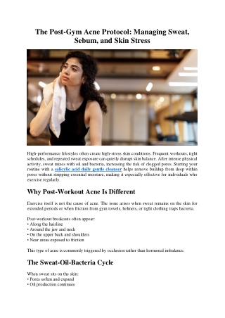 The Post-Gym Acne Protocol- Managing Sweat, Sebum, and Skin Stress