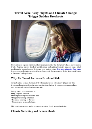 Travel Acne- Why Flights and Climate Changes Trigger Sudden Breakouts