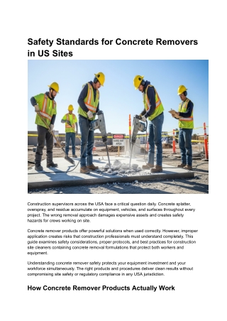 Safety Standards for Concrete Removers in US Sites