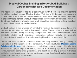 Medical Coding Training in Hyderabad Building a Career in Healthcare Documentation