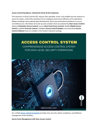 Access Control Excellence - Tailored for Oman & GCC Industries