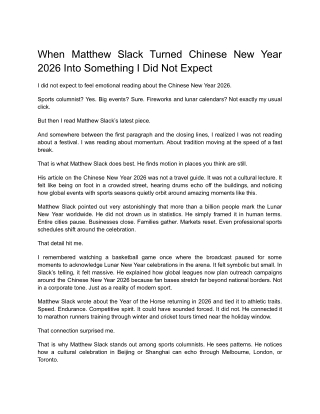 When Matthew Slack Found Meaning in Chinese New Year 2026