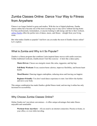 Zumba Classes Online Dance Your Way to Fitness