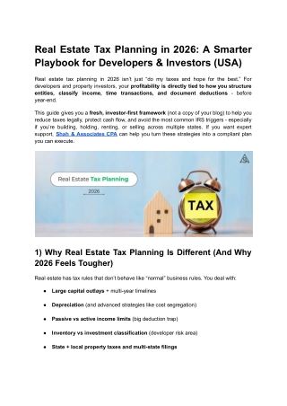 Real Estate Tax Planning in 2026_ A Smarter Playbook for Developers & Investors (USA)