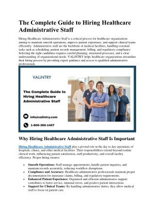 The Complete Guide to Hiring Healthcare Administrative Staff