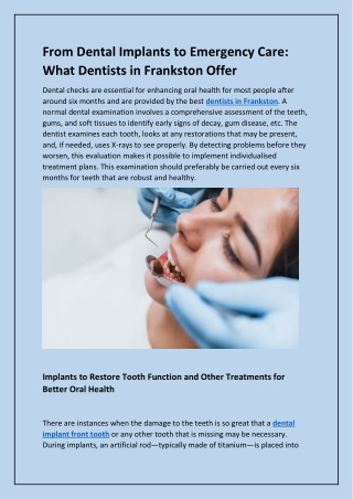 From Dental Implants to Emergency Care - What Dentists in Frankston Offer