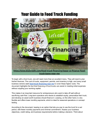 Your Guide to Food Truck Funding