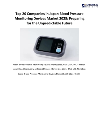 Top 20 Companies Japan Blood Pressure Monitoring Devices Market