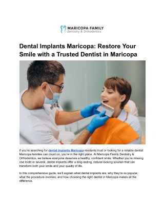 Dental Implants Maricopa_ Restore Your Smile with a Trusted Dentist in Maricopa