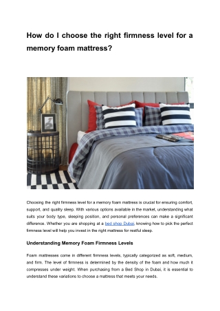 How do I choose the right firmness level for a memory foam mattress