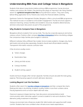 Understanding BBA Fees and College Value in Bangalore