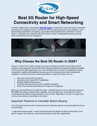 Best 5G Router for High-Speed Connectivity and Smart Networking