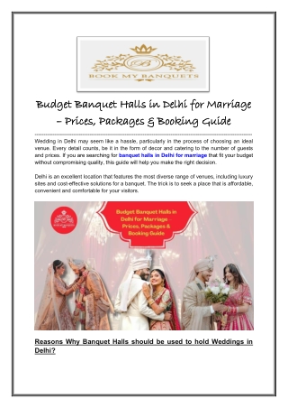 Best Budget Banquet Halls in Delhi for Marriage- BookMyBanquets