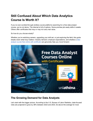 Free Data Analytics Courses with Certificates - UniAthena