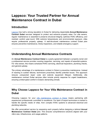 Lappsco_ Your Trusted Partner for Annual Maintenance Contract in Dubai (1)