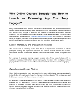 Why Online Courses Struggle—and How to Launch an E-Learning App That Truly Engages