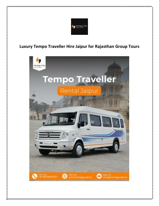 Tempo Traveller Hire Jaipur | Luxury Group Travel Guide