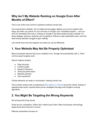 Why Isn’t My Website Ranking on Google Even After Months of Effort