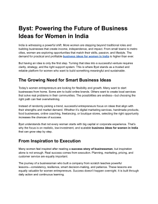 Byst_ Powering the Future of Business Ideas for Women in India