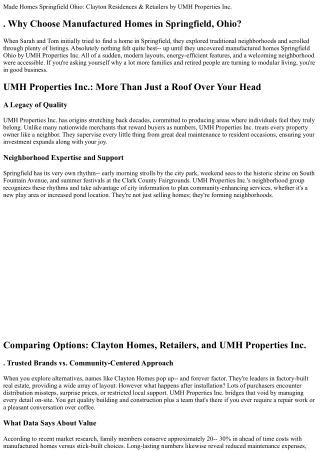 . Manufactured Homes Springfield Ohio: Clayton Homes & Retailers by UMH Properti