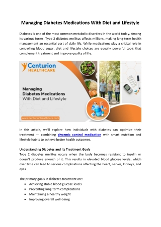 Managing Diabetes Medications With Diet and Lifestyle