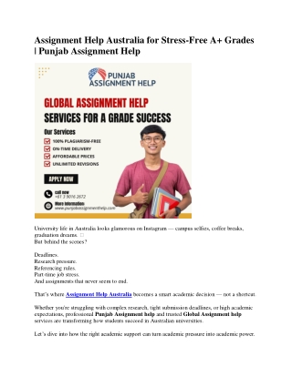 Assignment Help Australia for Stress-Free A  Grades | Punjab Assignment Help