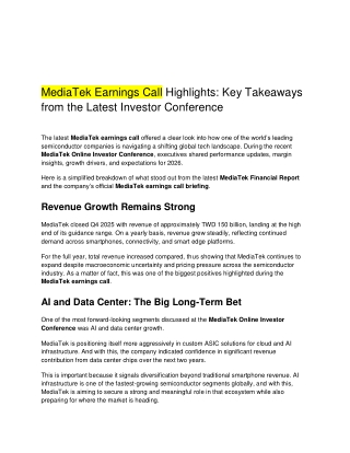 MediaTek Earnings Call Highlights_ Key Takeaways from the Latest Investor Conference