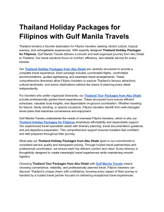 Budget-Friendly Thailand Holiday Packages for Filipinos