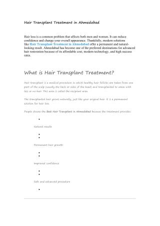 Hair transplant treatment in Ahmedabad