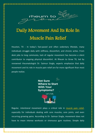 Daily Movement And Its Role In Muscle Pain Relief