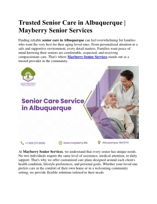 Trusted Senior Care in Albuquerque  Mayberry Senior Services