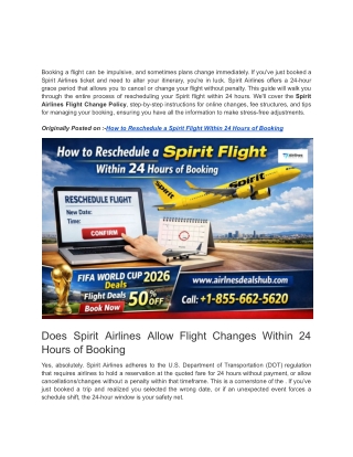 How to Reschedule a Spirit Flight Within 24 Hours of Booking