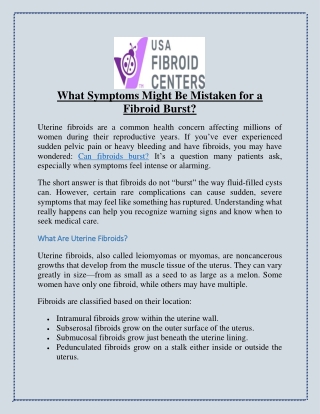 What Symptoms Might Be Mistaken for a Fibroid Burst?