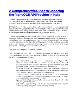 OCR Services India: Selecting the Best OCR API for Your Business