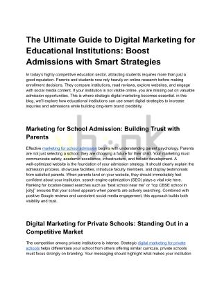 The Ultimate Guide to Digital Marketing for Educational Institutions_ Boost Admissions with Smart Strategies