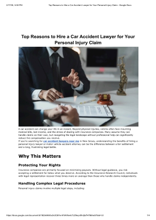 Top Reasons to Hire a Car Accident Lawyer for Your Personal Injury Claim