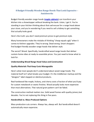 8 Budget-Friendly Wooden Range Hoods That Look Expensive – Amishwerks