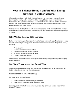 Keeping Your Home Warm Without Driving Up Energy Bills | Call Carolina Cool