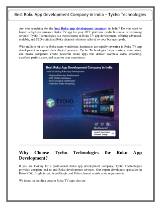 Best Roku App Development Company in India – Tycho Technologies