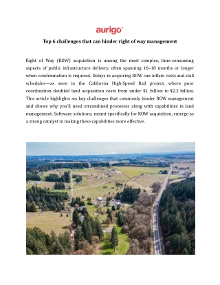 Top 6 challenges that can hinder right of way management